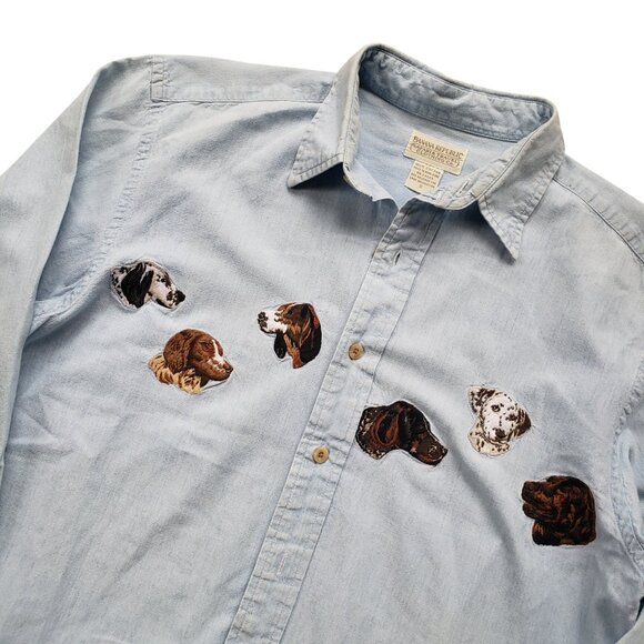Vintage 80s Banana Republic Hunting Dog Shirt Men's Small - Picture 1 of 12